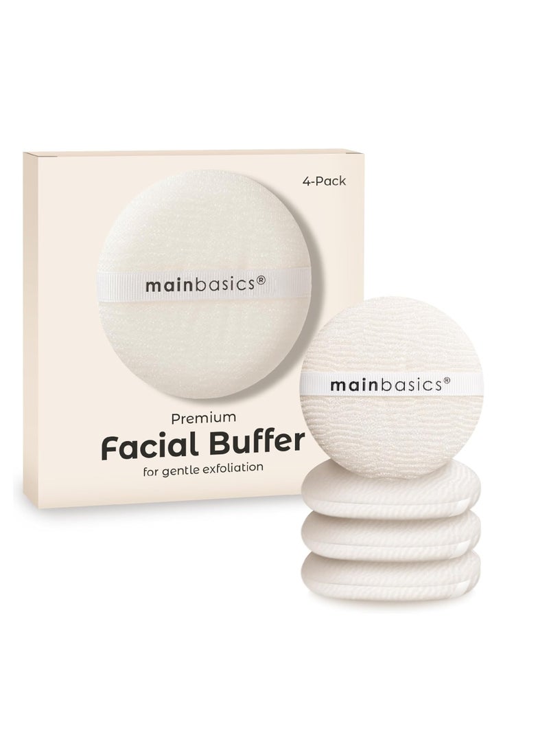 MainBasics Face Scrubber Exfoliator Pads (4-Pack) - Exfoliating Facial Cleansing Buffing Sponge