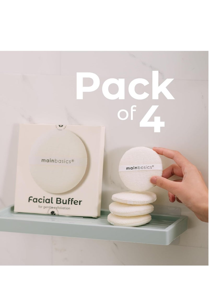 MainBasics Face Scrubber Exfoliator Pads (4-Pack) - Exfoliating Facial Cleansing Buffing Sponge