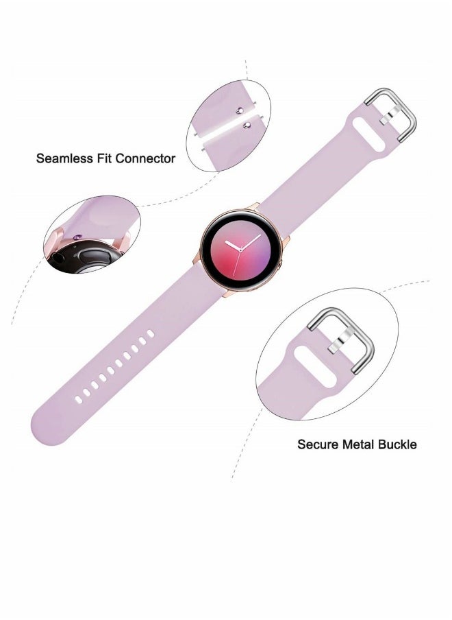 Silicone Sport Strap for Samsung Galaxy Active 2, 20 mm Watch Bands Compatible for Samsung Galaxy Watch Active 2, Women Men, 3 Pack ( Pink Sand, Lavender, Gray )