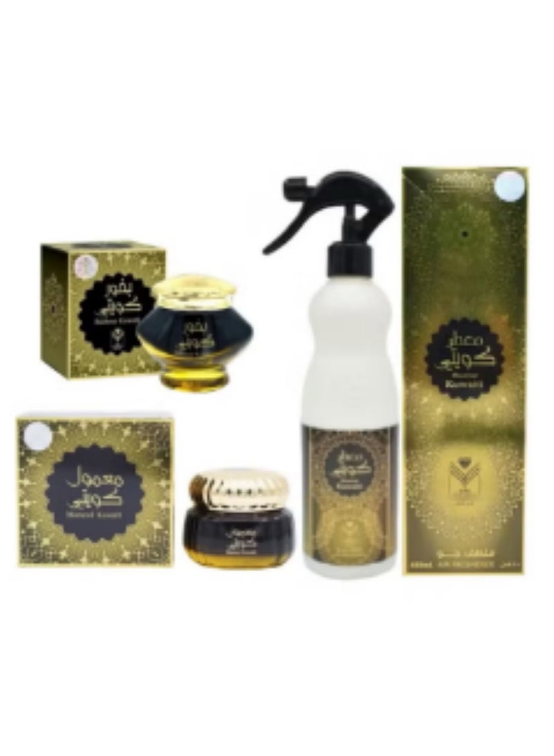 3-Piece Muattar Kuwaiti 480ml -Mamoul Kuwaiti 60Gram-Bakhour Kuwaiti 40Gram 480-60-40grams