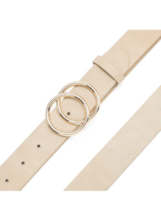 Women'S Leather Belt Fashion Soft Faux Leather Waist Belts For Jeans Dress Beige Medium