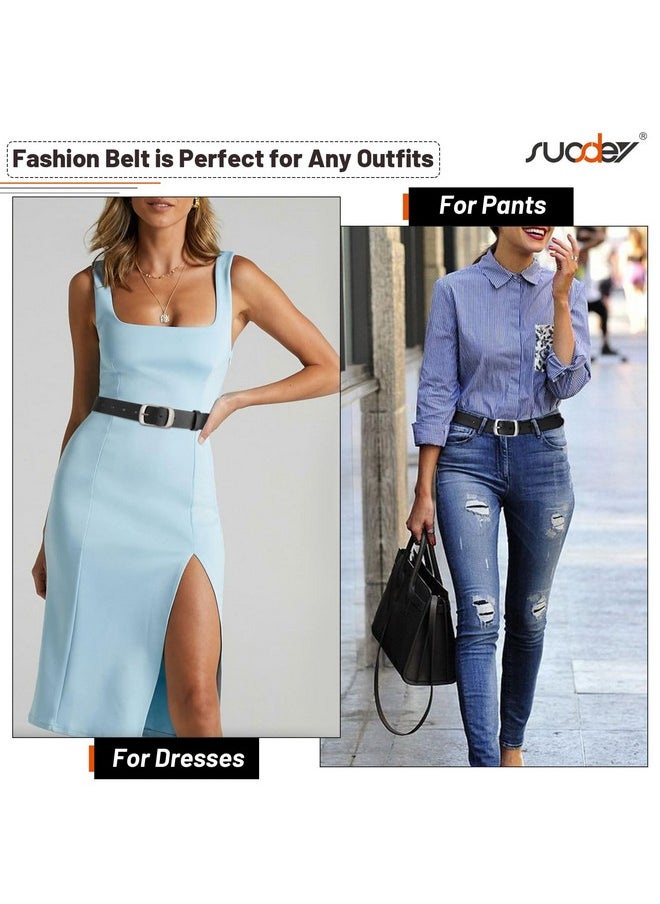 Fashion Womens Leather Belt, Soft Leather Waist Belt With Pin Buckle For Jeans Pants,Width 1.3