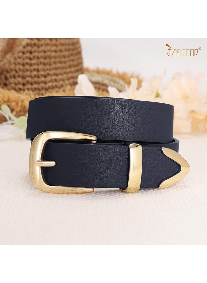 Women'S Fashion Leather Belt Ladies Gold Buckle Leather Belt For Jeans Pants Dresses