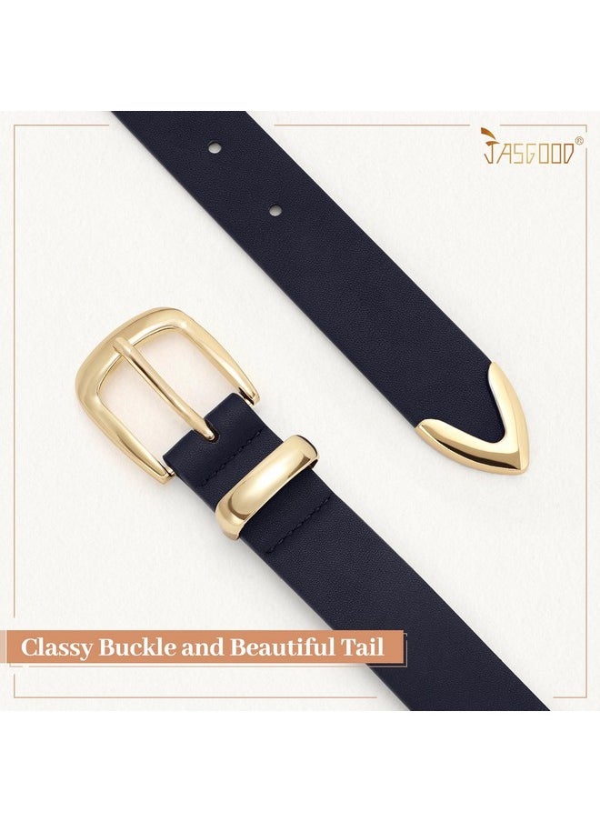 Women'S Fashion Leather Belt Ladies Gold Buckle Leather Belt For Jeans Pants Dresses