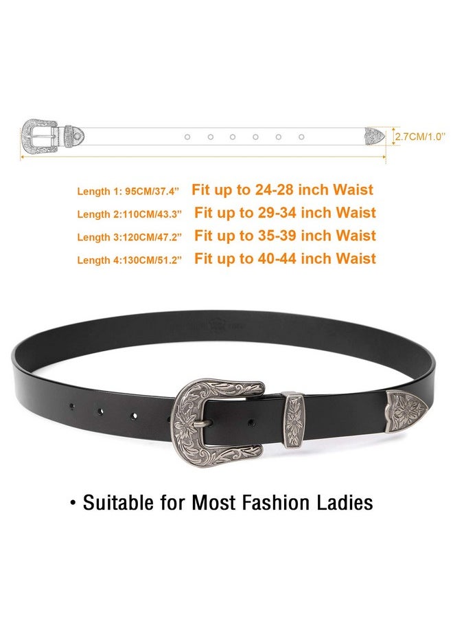 Western Designer Belts For Women, Women'S Black Leather Belts For Jeans