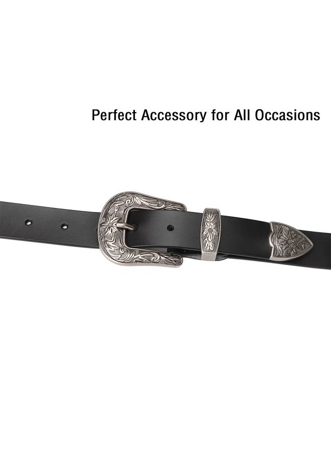 Western Designer Belts For Women, Women'S Black Leather Belts For Jeans