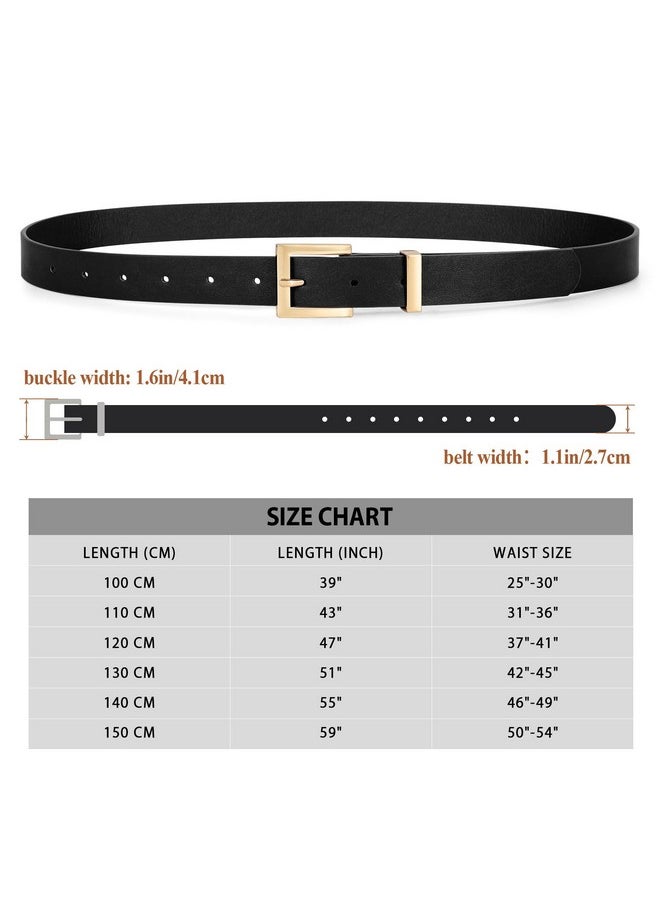 Women'S Leather Belts For Jeans Pants Dresses Fashion Ladies Belt With Square Buckle Black Belt For Women