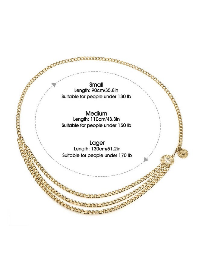 Multilayer Metal Waist Chain Dress Belts Metal Belt For Women Gold 90Cm/35.8In