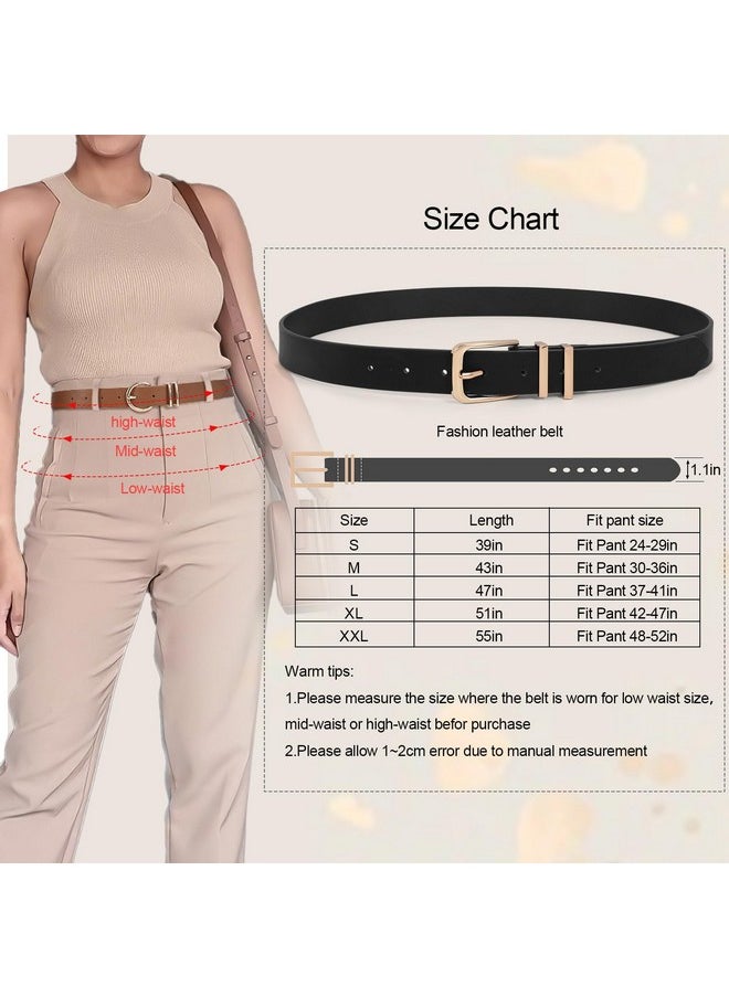 3 Pack Women Belts For Jeans Dresses Pants Ladies Leather Waist Belt With Gold Buckle