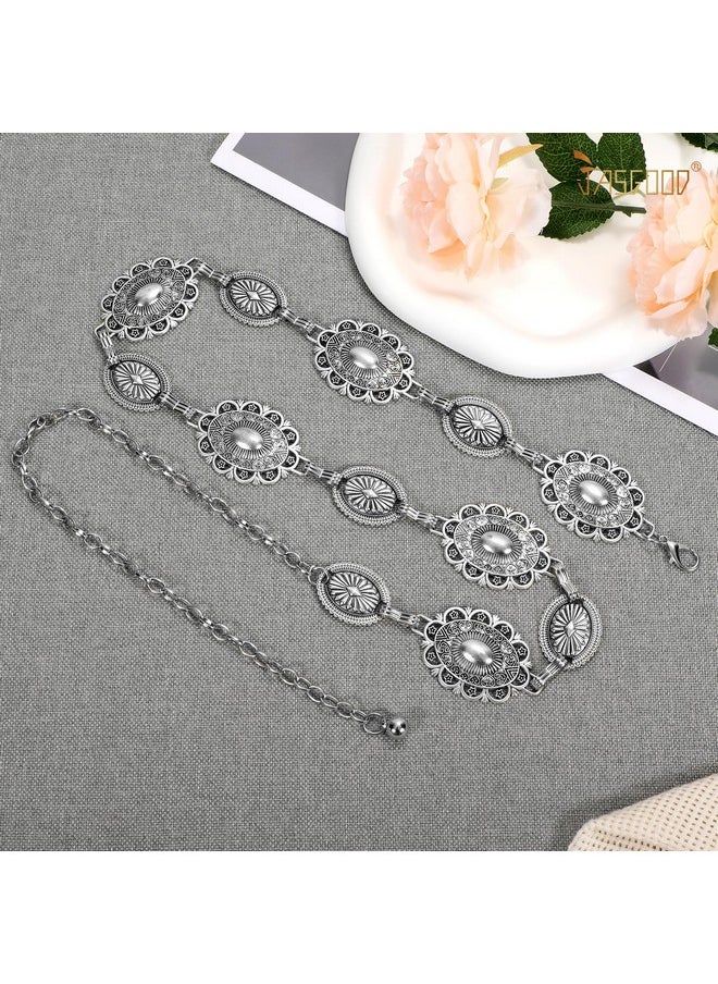 Western Metal Concho Chain Belt For Women Cowgirl Boho Waist Chain Country Concert Outfit For Dress