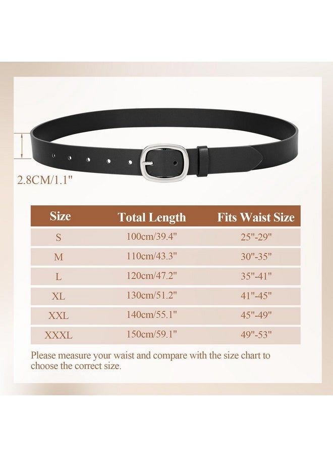 Women Leather Belt Casual Fashion Gold Buckle Leather Waist Belt For Jeans Pants Dresses Chic Ladies Belt, Black, M