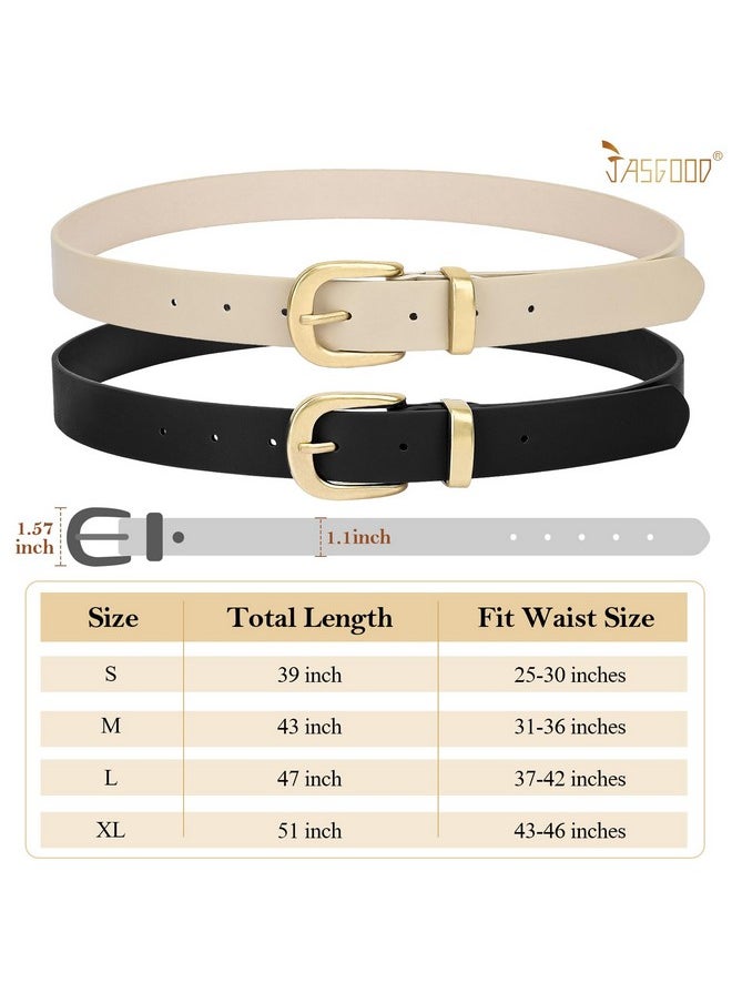 Women'S Leather Belt For Jeans Pants, Fashion Ladies Belt For Dresses With Gold Buckle