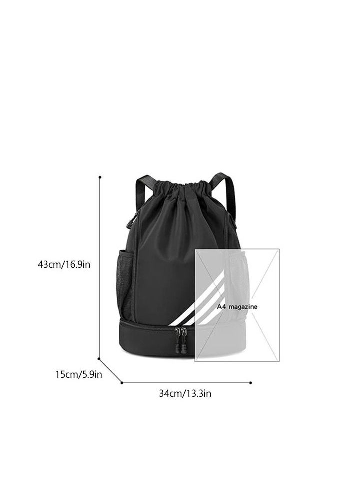 Big Size Practical Sports Backpacks,Large Capacity, Drawstring Lightweight and Waterproof, Versatile travel backpacks (Black,Grey)