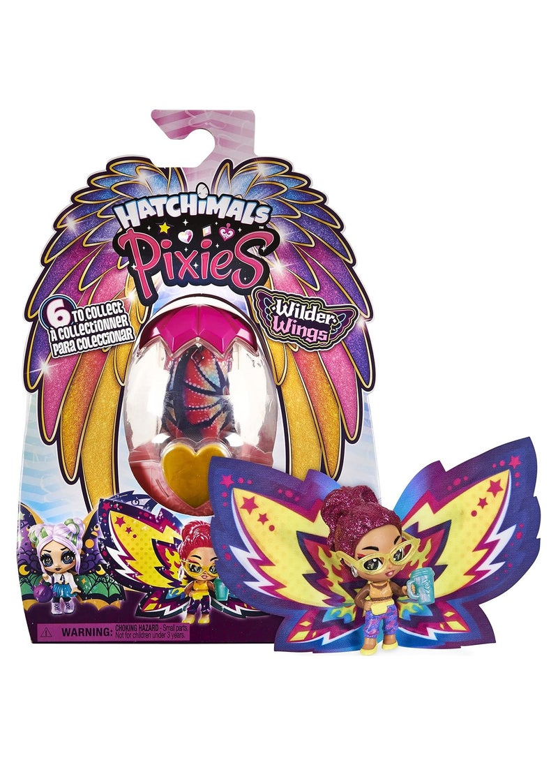 Hatchimals Pixies, Wilder Wings Pixie with Fabric Wings and 2 Accessories (Styles May Vary)