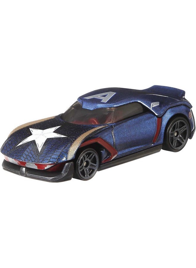 Hot Wheels Marvel Toy Character Car 5-Pack in 1:64 Scale, Set of 5 Vehicles: Captain America, Black Panther, Black Widow, Iron Man & Thanos