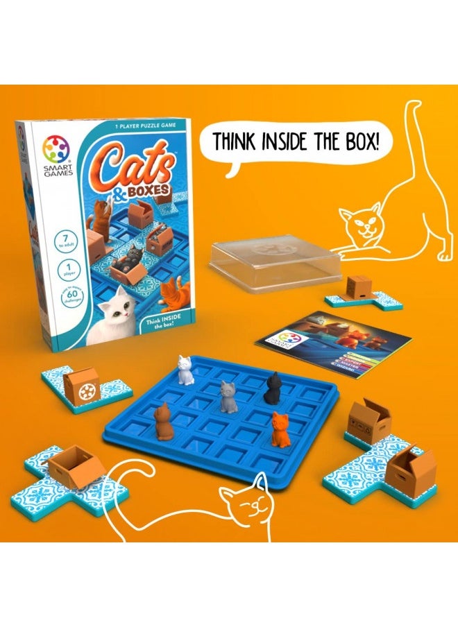 SmartGames Cats & Boxes Travel Game with 60 Challenges for Ages 7-Adult