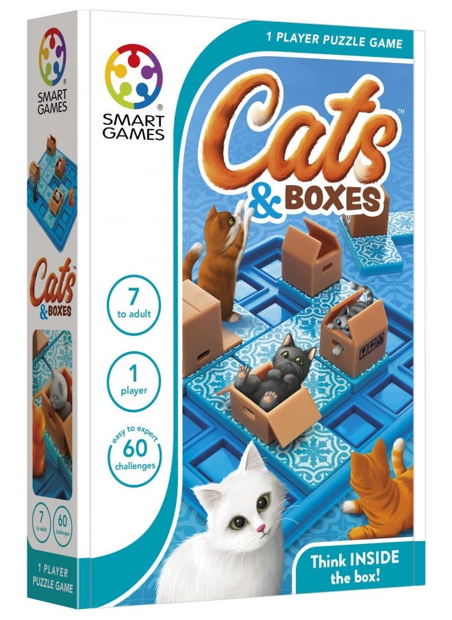 SmartGames Cats & Boxes Travel Game with 60 Challenges for Ages 7-Adult