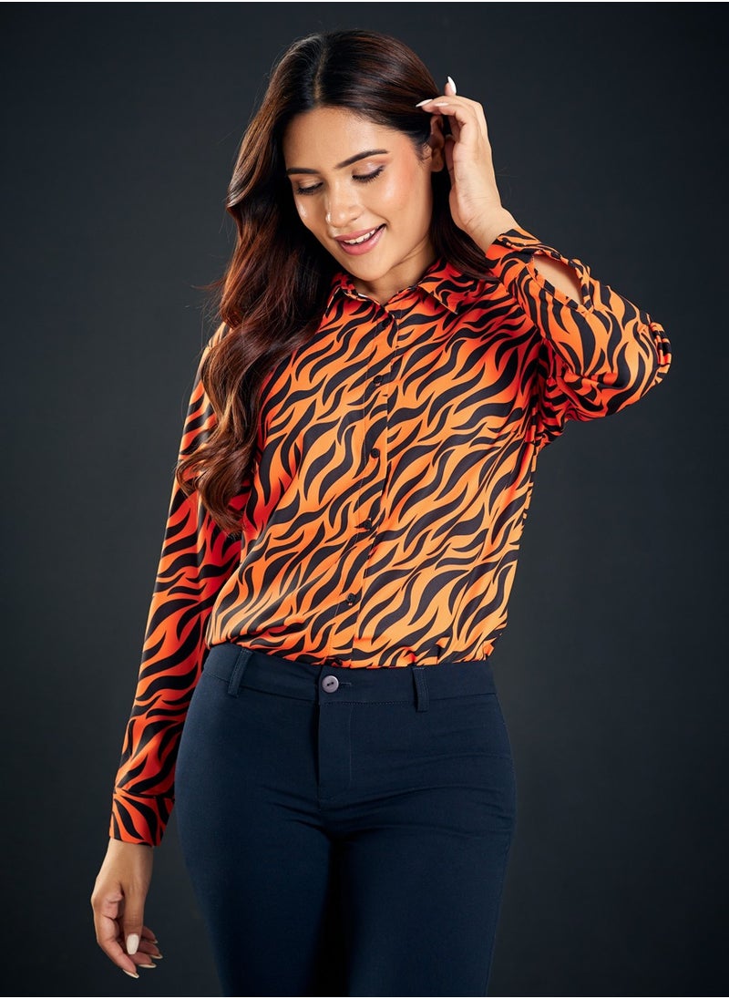 Leopard Print Long Sleeve Top