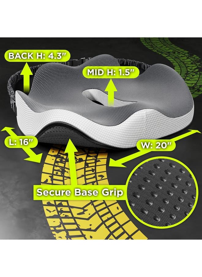 Semi Truck Seat Cushion for Truck Driver Upgraded Back Support Memory Foam Trucker Seat Cushion - Sitting & Pain Relief, Long Driving Truck Tested Tush Approved Trucker Accessories