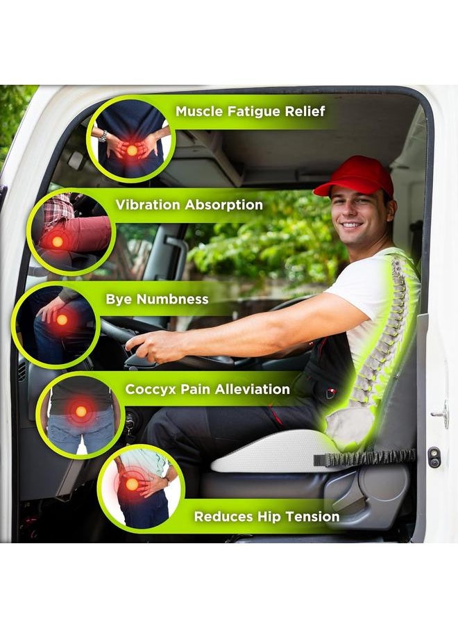 Semi Truck Seat Cushion for Truck Driver Upgraded Back Support Memory Foam Trucker Seat Cushion - Sitting & Pain Relief, Long Driving Truck Tested Tush Approved Trucker Accessories