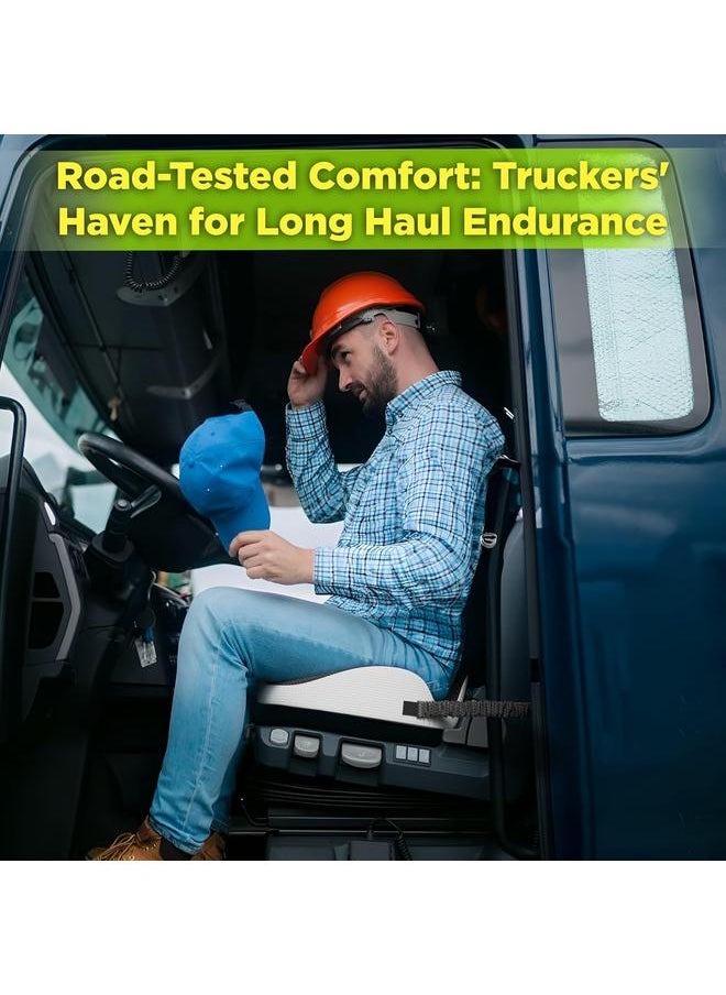 Semi Truck Seat Cushion for Truck Driver Upgraded Back Support Memory Foam Trucker Seat Cushion - Sitting & Pain Relief, Long Driving Truck Tested Tush Approved Trucker Accessories