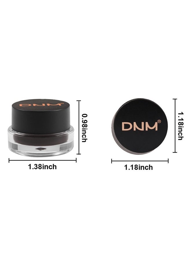 Dam，2 in 1 Black and White Gel Eyeliner Set Water Proof Smudge Proof, Last for All Day Long, Work Great with Eyebrow, 2 Pieces Eye Makeup Brushes Included-48g#02