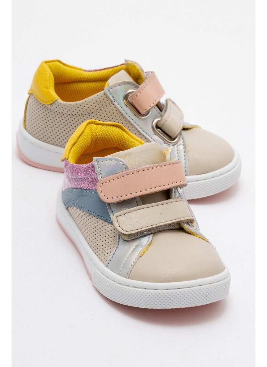 Girl Child Beige Genuine Leather Anatomical Casual Shoes