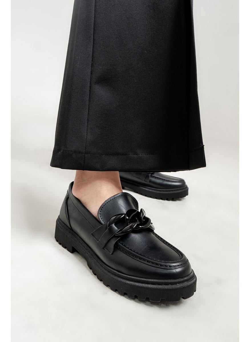 Girls Black Anatomical Loafer Shoes