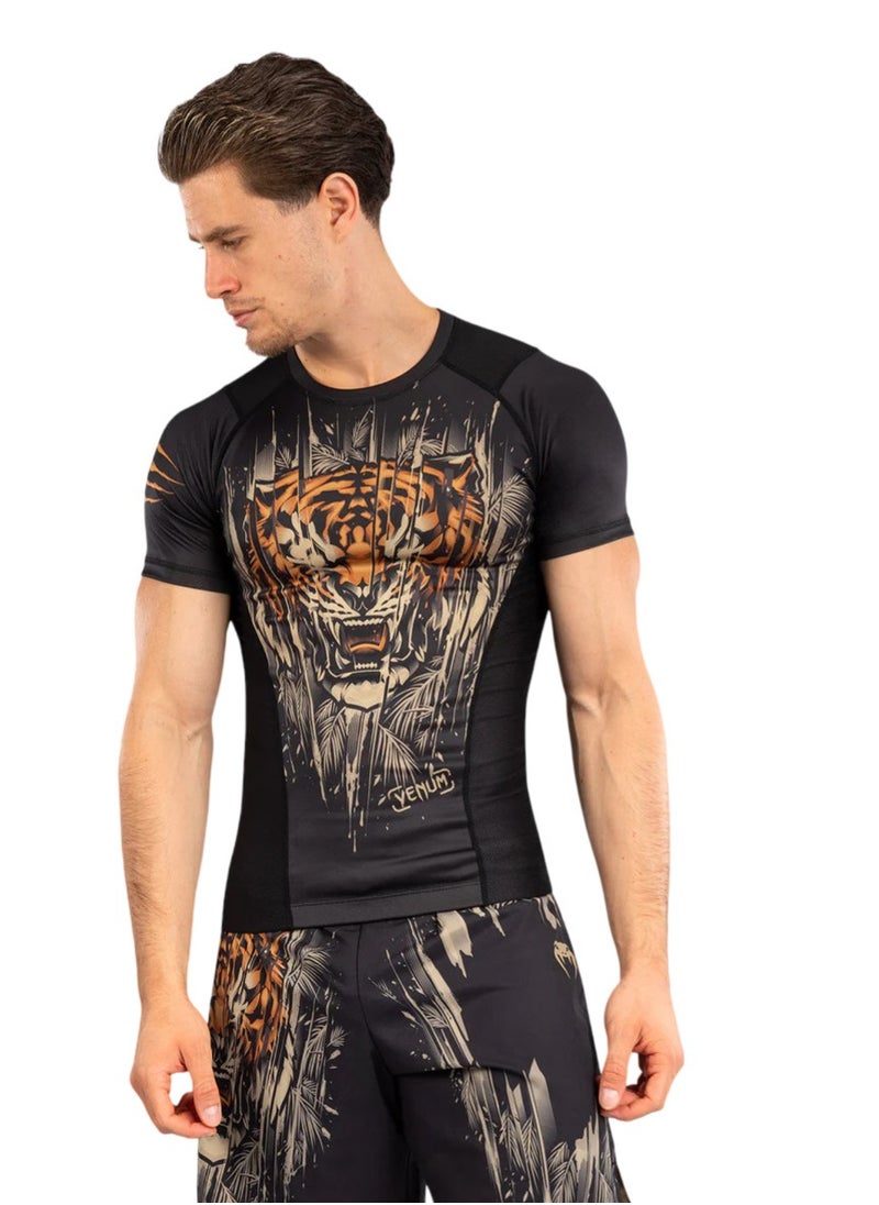 VENUM TIGER RASHGUARD SHORT SLEEVE BLACK/NEO ORANGE