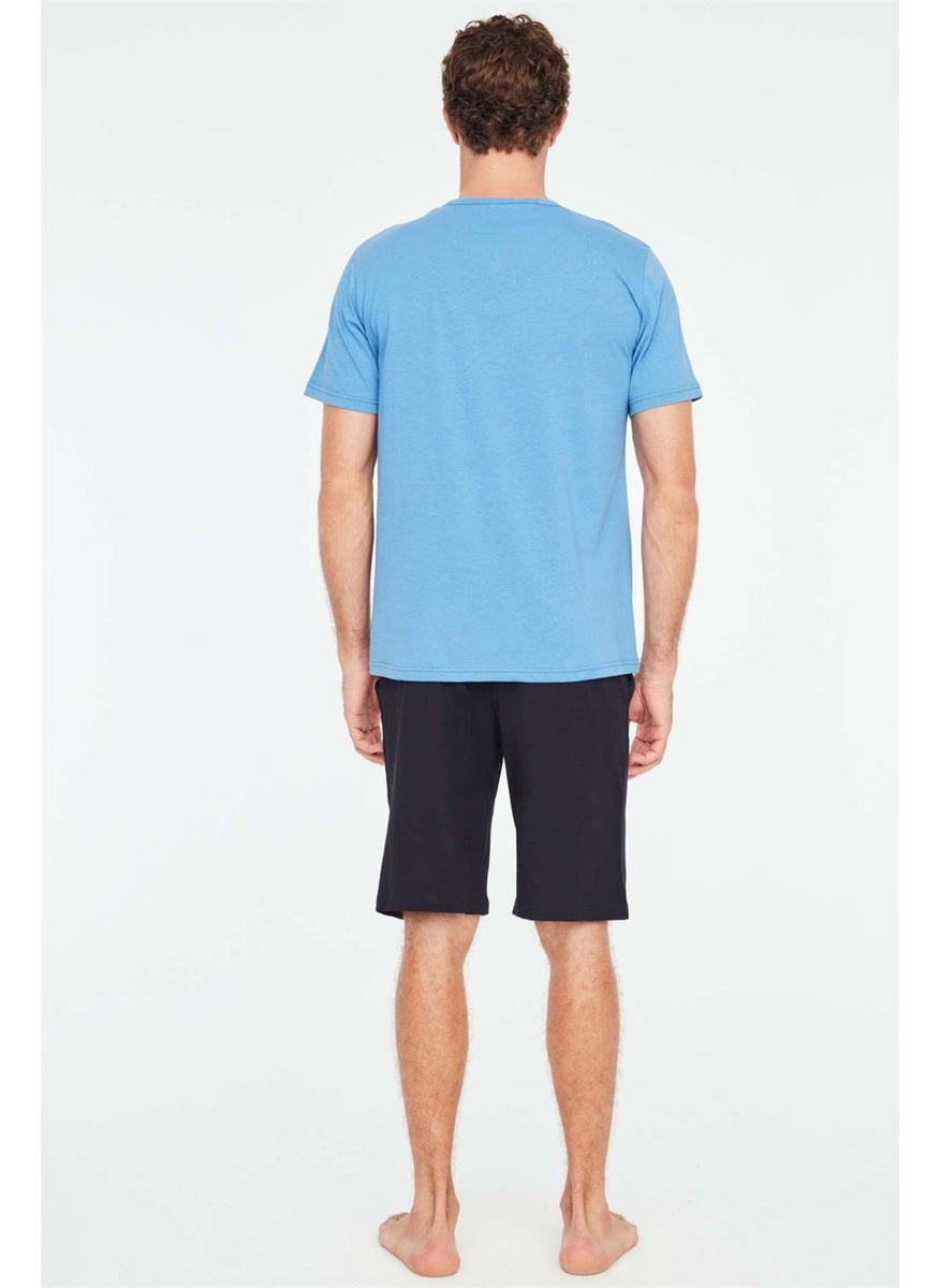 - Men's Indigo T-Shirt Shorts Set