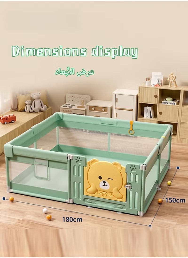 Kids Playpen with New Safe Gate Design,Baby Play Mat,60 Ocean Balls,Firm Suction Cups and Structure,Indoor Play Game Fence 150*180cm