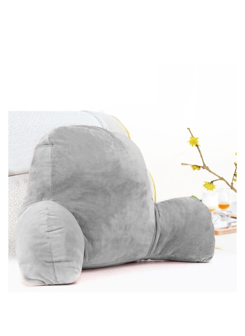 Crystal velvet lumbar support reading pillow gray