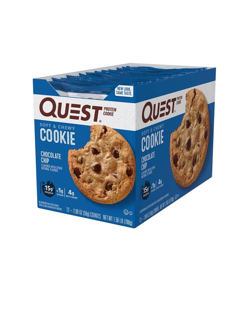 Chocolate Chip Protein Cookie; Keto Friendly; High Protein; Low Carb; 12 Count