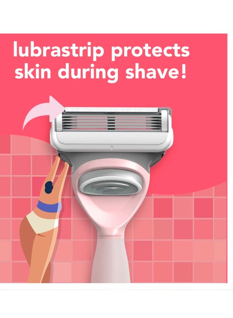 Razors for Women, 1 Handle, 8 Razor Blade Refills, Pink, Lubrastrip to Help Avoid Skin Irritation