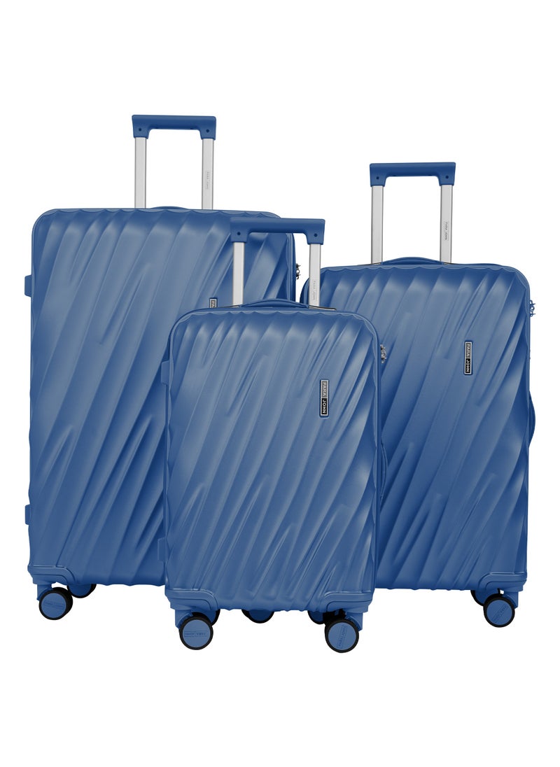 Swirl Series ABS Luggage Trolley Set 3 Pcs -Blue