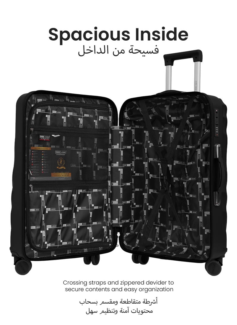 Swirl Series 3 Pcs ABS Luggage Trolley Set - Black