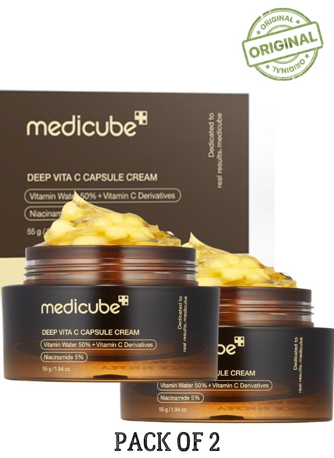 Medicube Deep Vita C Capsule Cream, Anti-Aging Wrinkles Face Moisturizer Capsule Creams, Instant Dry Skin Hydration Radiance, Skin Elasticity Care Pack of 2