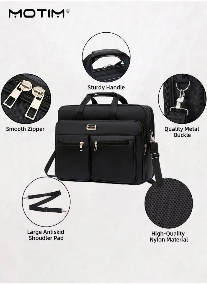 17 Inch Laptop Bag, Business Messenger Bag with Padded Compartments, Laptop Briefcase Water-Proof Expandable Computer Bag with Detachable Shoulder strap for iPad, MacBook