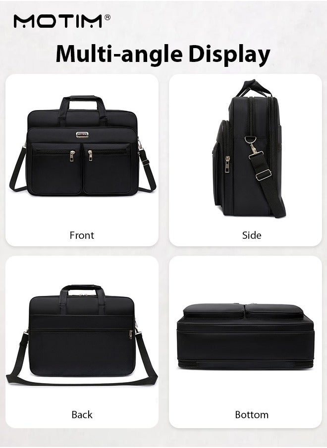 17 Inch Laptop Bag, Business Messenger Bag with Padded Compartments, Laptop Briefcase Water-Proof Expandable Computer Bag with Detachable Shoulder strap for iPad, MacBook