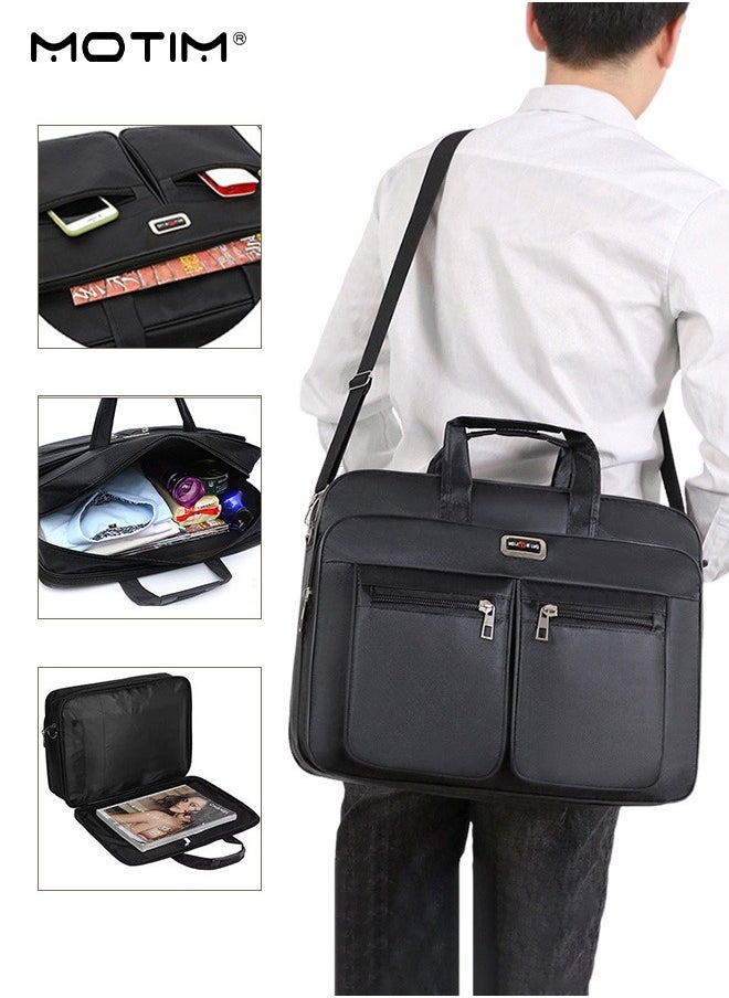 17 Inch Laptop Bag, Business Messenger Bag with Padded Compartments, Laptop Briefcase Water-Proof Expandable Computer Bag with Detachable Shoulder strap for iPad, MacBook