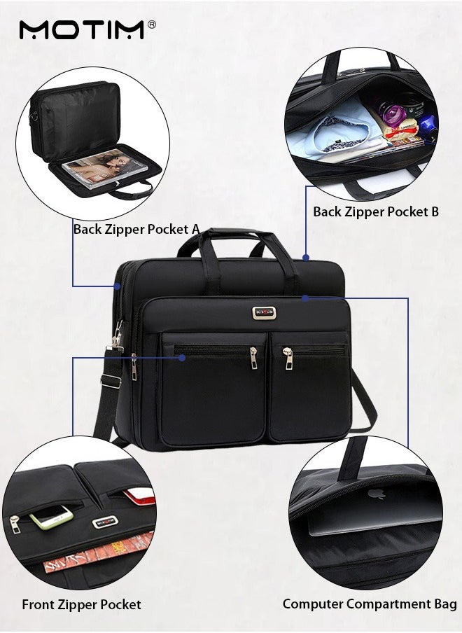 17 Inch Laptop Bag, Business Messenger Bag with Padded Compartments, Laptop Briefcase Water-Proof Expandable Computer Bag with Detachable Shoulder strap for iPad, MacBook