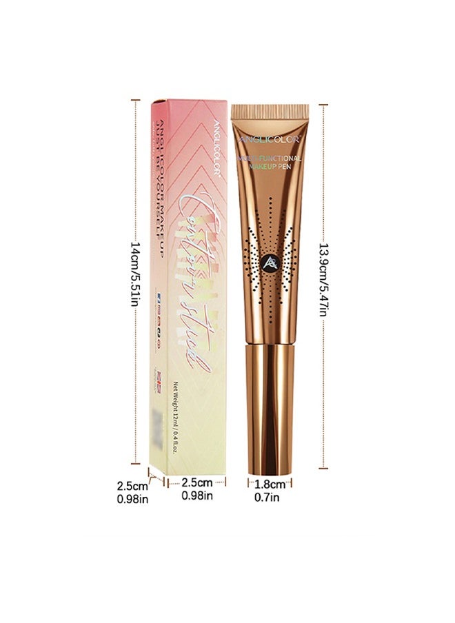 Multi-Functional Makeup Pen，Liquid Highlighter Makeup Stick 3D Sparkling Effect,Cream Highlighter Lightweight,Easy To Spread,Highlighter Makeup Long-lasting,Natural Makeup Effect-12ml  #01