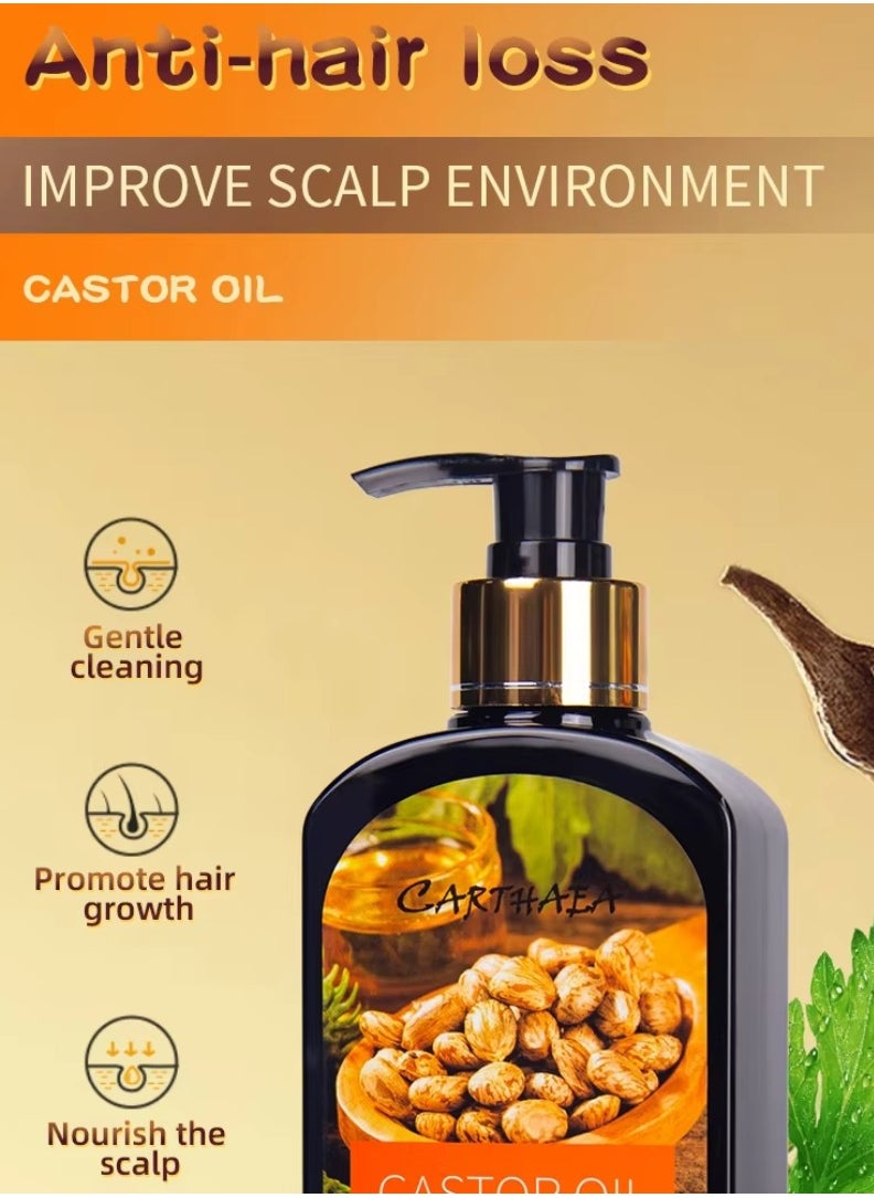 350ml Castor Oil Hair Growth Shampoo for Dry and Damaged Hair Growth and Increase Thickness Anti Hair Loss Shampoo Strengthens Hydrates Prevent Breakage of Hair Castor Oil Shampoo