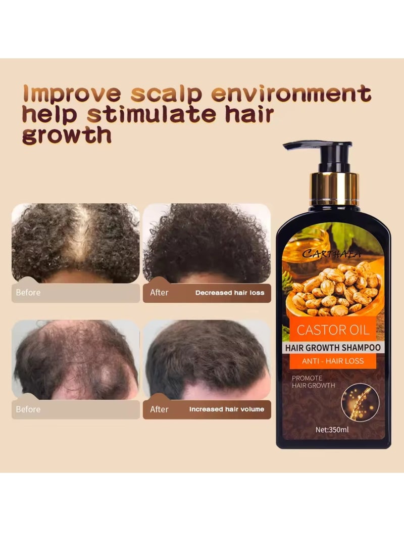 350ml Castor Oil Hair Growth Shampoo for Dry and Damaged Hair Growth and Increase Thickness Anti Hair Loss Shampoo Strengthens Hydrates Prevent Breakage of Hair Castor Oil Shampoo