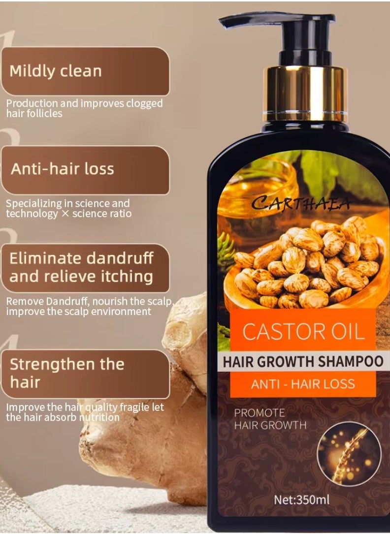 350ml Castor Oil Hair Growth Shampoo for Dry and Damaged Hair Growth and Increase Thickness Anti Hair Loss Shampoo Strengthens Hydrates Prevent Breakage of Hair Castor Oil Shampoo