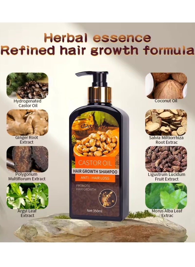 350ml Castor Oil Hair Growth Shampoo for Dry and Damaged Hair Growth and Increase Thickness Anti Hair Loss Shampoo Strengthens Hydrates Prevent Breakage of Hair Castor Oil Shampoo