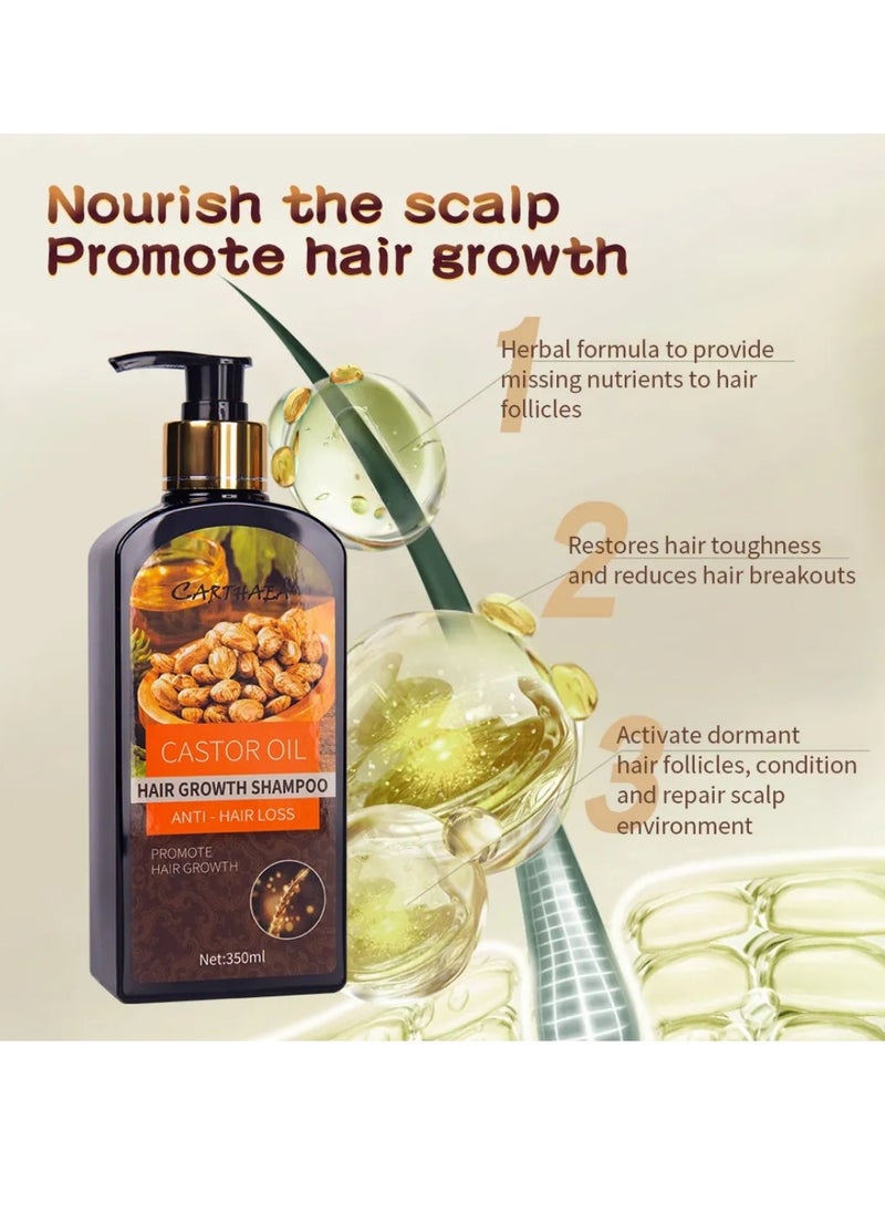 350ml Castor Oil Hair Growth Shampoo for Dry and Damaged Hair Growth and Increase Thickness Anti Hair Loss Shampoo Strengthens Hydrates Prevent Breakage of Hair Castor Oil Shampoo