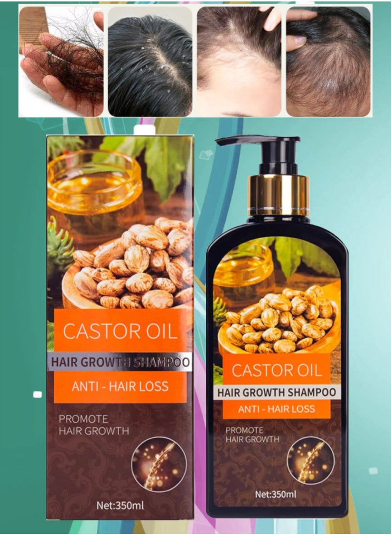 350ml Castor Oil Hair Growth Shampoo for Dry and Damaged Hair Growth and Increase Thickness Anti Hair Loss Shampoo Strengthens Hydrates Prevent Breakage of Hair Castor Oil Shampoo