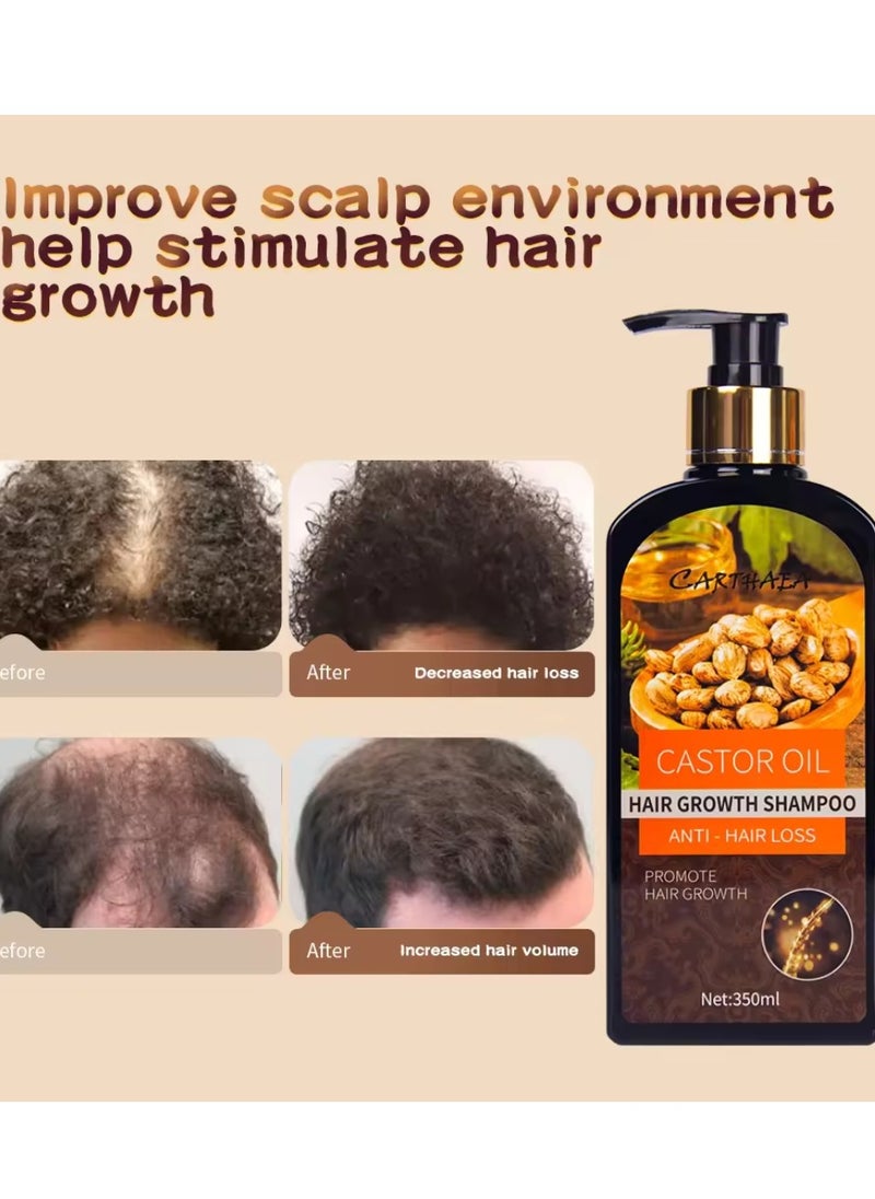 350ml Castor Oil Hair Growth Shampoo for Dry and Damaged Hair Growth and Increase Thickness Anti Hair Loss Shampoo Strengthens Hydrates Prevent Breakage of Hair Castor Oil Shampoo