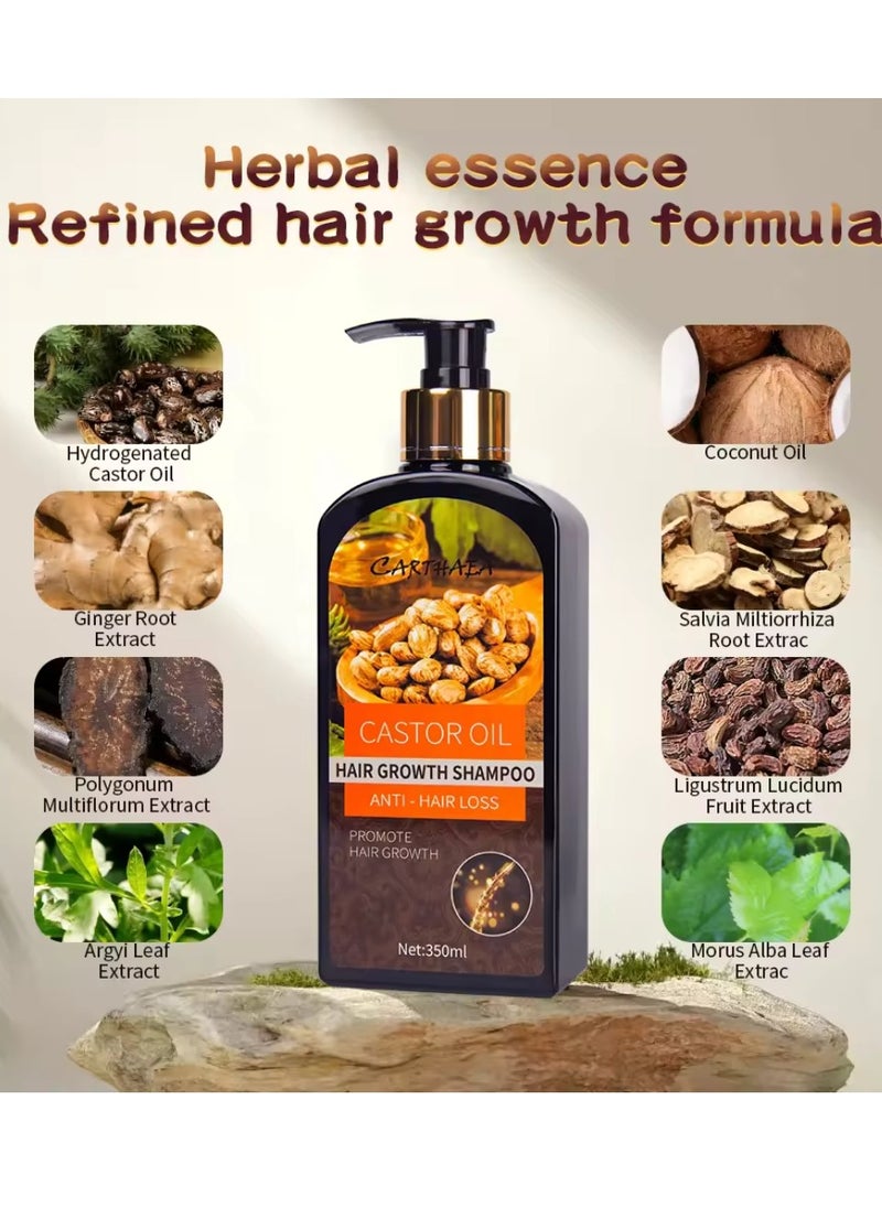 350ml Castor Oil Hair Growth Shampoo for Dry and Damaged Hair Growth and Increase Thickness Anti Hair Loss Shampoo Strengthens Hydrates Prevent Breakage of Hair Castor Oil Shampoo